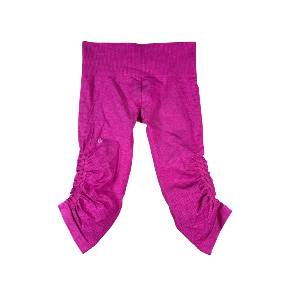 Lululemon Ebb to Street Tight II Crop Leggings Pink Ruched Seamless Yoga Pants